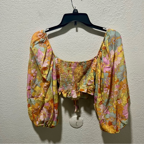 Show Me Your MuMu Jenna Yellow Floral Puff Sleeve Blouse - Picture 10 of 15